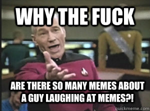 why the fuck  are there so many memes about a guy laughing at memes?!  Annoyed Picard