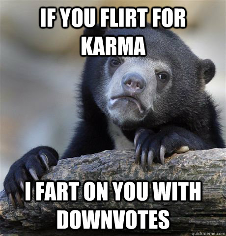 If you flirt for Karma I fart on you with downvotes  Confession Bear