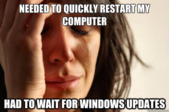 needed to quickly restart my computer had to wait for windows updates  First World Problems