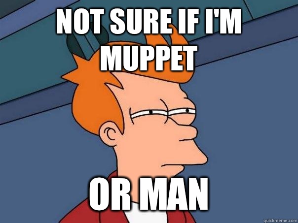 Not sure if I'm muppet Or man  Futurama Fry