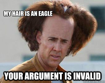 
my hair is an eagle your argument is invalid  my hair is an eagle