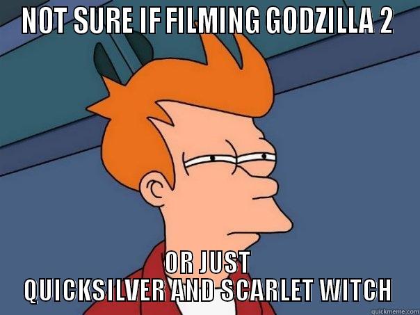 NOT SURE IF FILMING GODZILLA 2 OR JUST QUICKSILVER AND SCARLET WITCH Futurama Fry