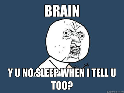 BRAIN Y U NO SLEEP WHEN I TELL U TOO?  Y U No