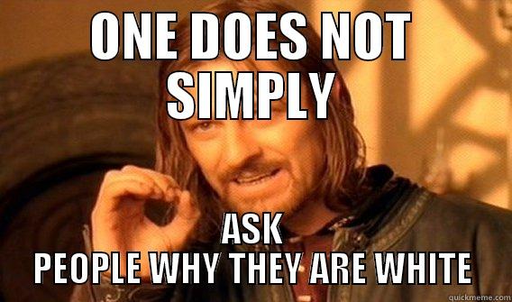 ONE DOES NOT SIMPLY ASK PEOPLE WHY THEY ARE WHITE One Does Not Simply