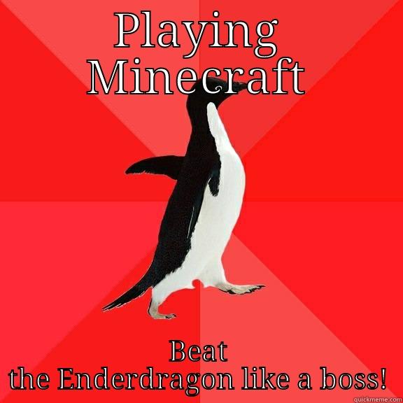 PLAYING MINECRAFT BEAT THE ENDERDRAGON LIKE A BOSS! Socially Awesome Penguin