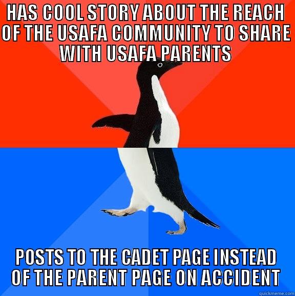 MUFASA USAFA - HAS COOL STORY ABOUT THE REACH OF THE USAFA COMMUNITY TO SHARE WITH USAFA PARENTS POSTS TO THE CADET PAGE INSTEAD OF THE PARENT PAGE ON ACCIDENT Socially Awesome Awkward Penguin