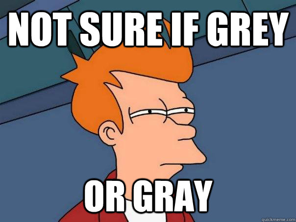 Not sure if grey Or gray  Futurama Fry