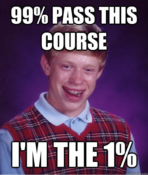 99% pass this course I'm the 1%  Bad Luck Brian