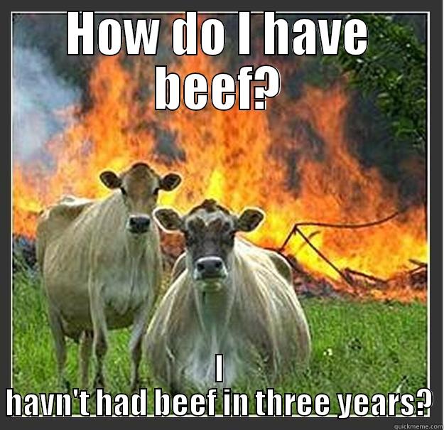 How do I have beef? - HOW DO I HAVE BEEF? I HAVN'T HAD BEEF IN THREE YEARS? Evil cows