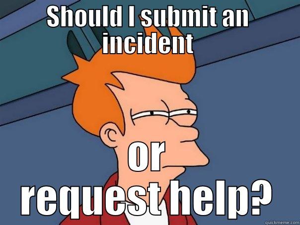 SHOULD I SUBMIT AN INCIDENT OR REQUEST HELP? Futurama Fry