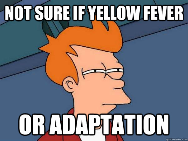 Not sure if yellow fever Or adaptation  Futurama Fry