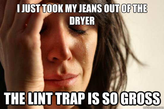 I just took my jeans out of the dryer  the lint trap is so gross  First World Problems