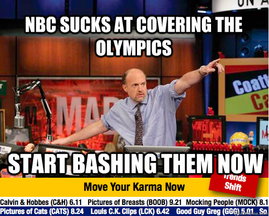 NBC sucks at covering the olympics  start bashing them now  Mad Karma with Jim Cramer