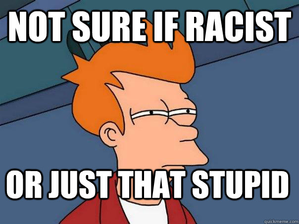 Not sure if Racist Or just that stupid  Futurama Fry