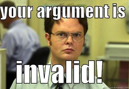 Invalid  - YOUR ARGUMENT IS  INVALID!  Schrute
