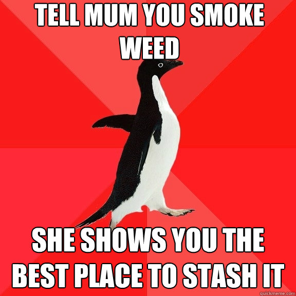 Tell mum you smoke weed She shows you the best place to stash it  Socially Awesome Penguin