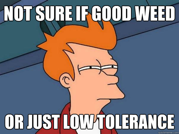 not sure if good weed or just low tolerance  Futurama Fry