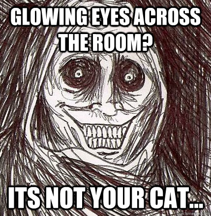 Glowing eyes across the room? Its not your cat...  Horrifying Houseguest