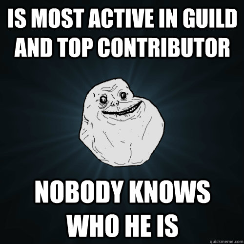 is most active in guild and top contributor nobody knows who he is  Forever Alone