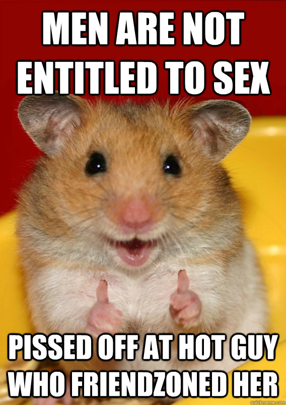 men are not entitled to sex  pissed off at hot guy who friendzoned her  Rationalization Hamster