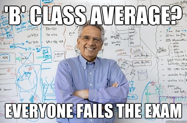 'b' CLASS AVERAGE? EVERYONE FAILS THE EXAM  Engineering Professor