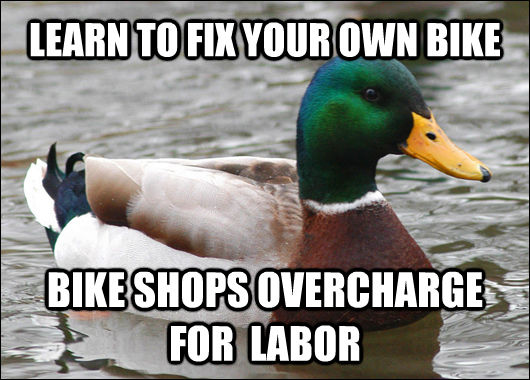 LEARN TO FIX YOUR OWN BIKE BIKE SHOPS OVERCHARGE FOR  LABOR - LEARN TO FIX YOUR OWN BIKE BIKE SHOPS OVERCHARGE FOR  LABOR  Actual Advice Mallard