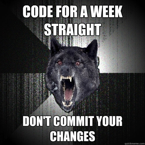 code for a week straight don't commit your changes  Insanity Wolf