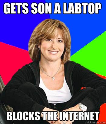 Gets son a labtop  blocks the internet  Sheltering Suburban Mom