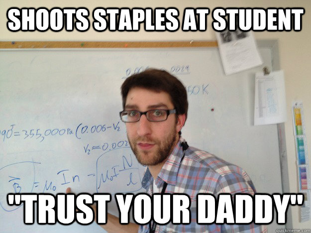 shoots staples at student 