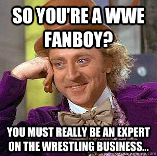 So you're a WWE fanboy? You must really be an expert on the wrestling business... - So you're a WWE fanboy? You must really be an expert on the wrestling business...  Condescending Wonka