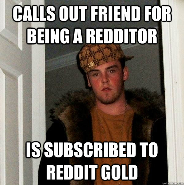 calls out friend for being a redditor is subscribed to reddit gold  Scumbag Steve