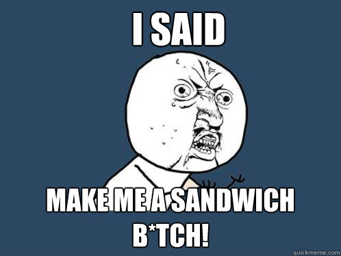 I said Make me a sandwich b*tch!  Y U No