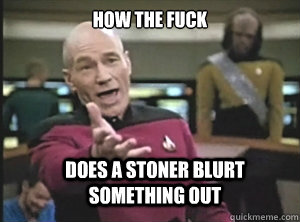 how the fuck does a stoner blurt something out  Annoyed Picard