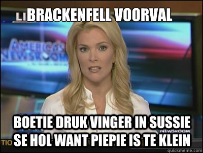 Brackenfell Voorval Boetie druk vinger in sussie se hol want piepie is te klein  Megyn Kelly