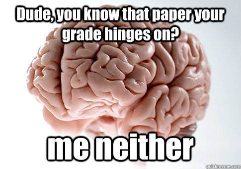 Dude, you know that paper your grade hinges on? me neither   Scumbag Brain