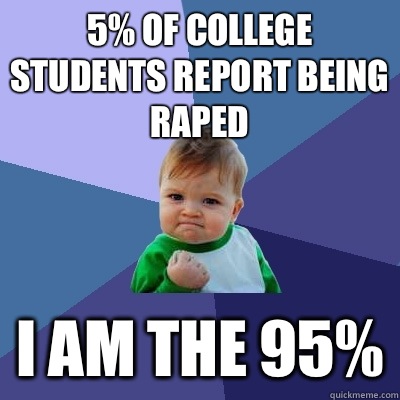 5% of college students report being raped I am the 95% - 5% of college students report being raped I am the 95%  Success Kid