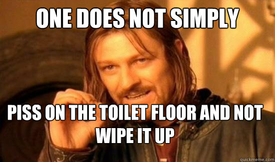 One Does Not Simply Piss on the toilet floor and not wipe it up  Boromir