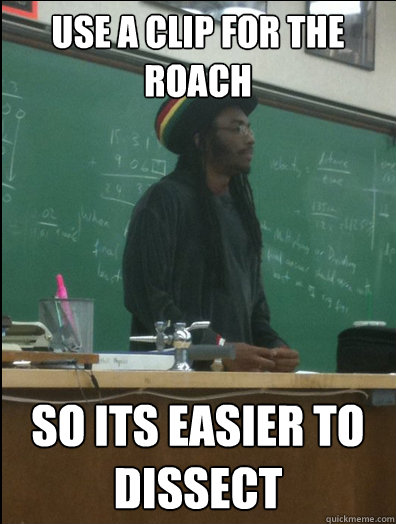 Use a clip for the roach So its easier to dissect  Rasta Science Teacher