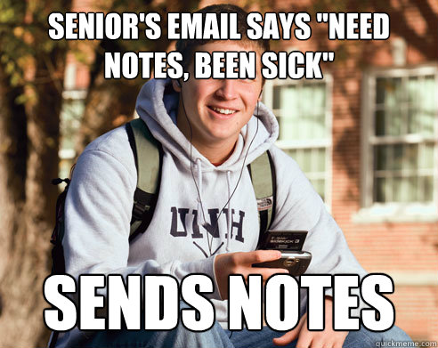 Senior's email says 