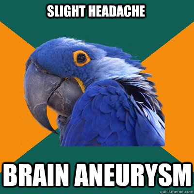 Slight Headache Brain aneurysm   Paranoid Parrot