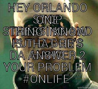 HEY ORLANDO STOP STRESSING AND PUT IT GOD'S HAND ONE THING I KNOW IS THAT HE'S DA ANSWER 2 YOUR PROBLEM #ONLIFE  Matrix Morpheus