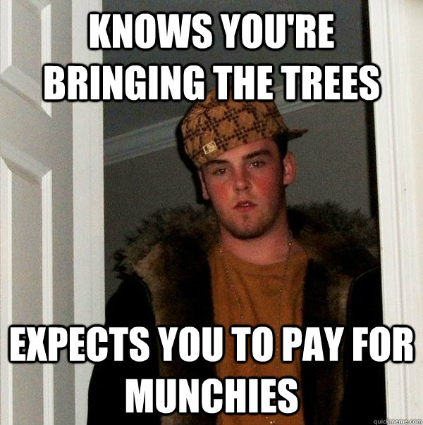 Knows you're bringing the trees expects you to pay for munchies  Scumbag Steve