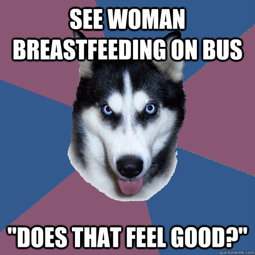 see woman breastfeeding on bus 