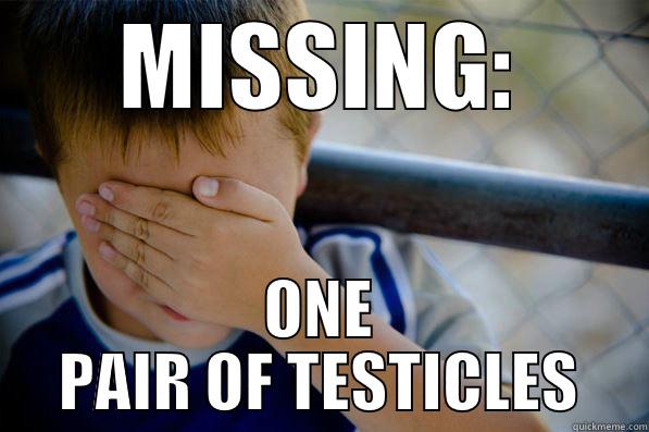 MISSING: ONE PAIR OF TESTICLES Confession kid