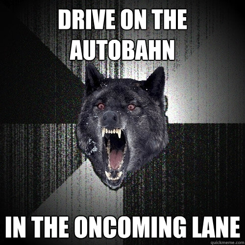 Drive on the autobahn IN The oncoming lane  Insanity Wolf