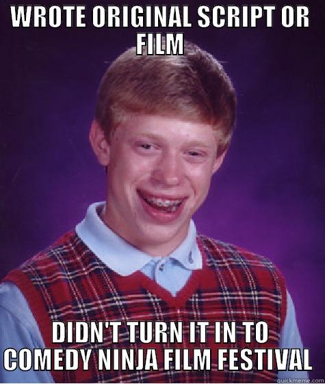 WROTE ORIGINAL SCRIPT OR FILM DIDN'T TURN IT IN TO COMEDY NINJA FILM FESTIVAL  Bad Luck Brian