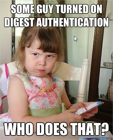 Some guy turned on Digest Authentication Who does that?  digest authentication
