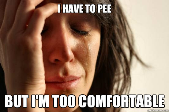 I have to pee But I'm too comfortable   First World Problems