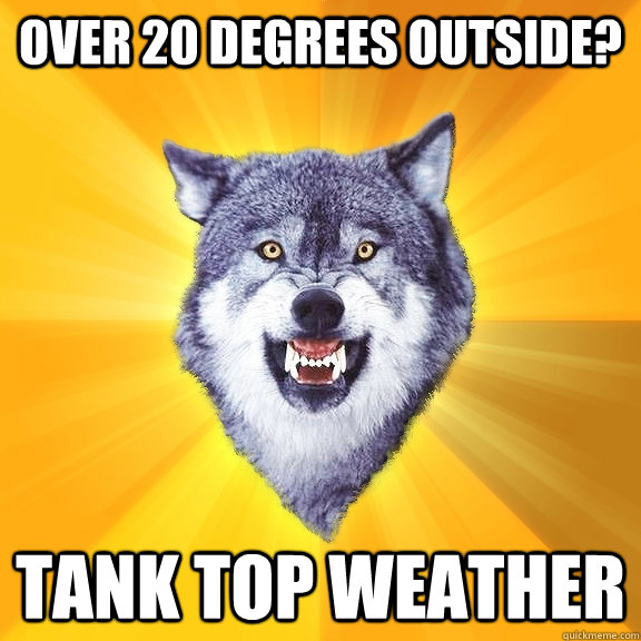 Over 20 Degrees outside? Tank Top Weather  Courage Wolf