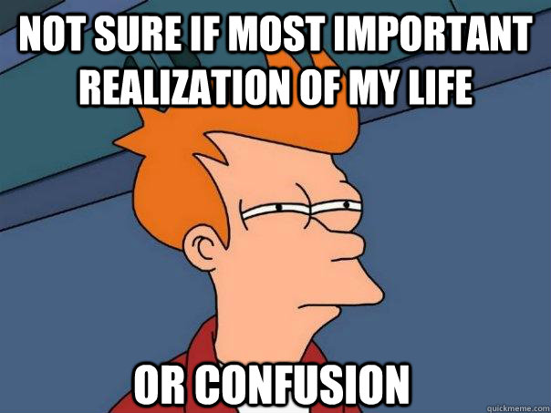 Not sure if most important realization of my life or confusion - Not sure if most important realization of my life or confusion  Futurama Fry